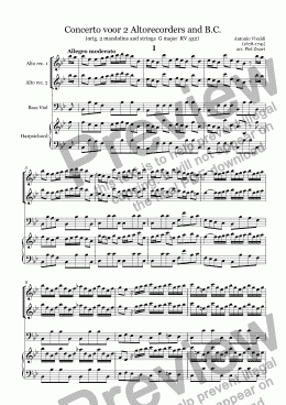 page one of Concerto for 2 Altorec. and B.C. RV 532 (Vivaldi)