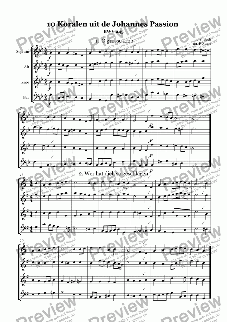 10 Chorals From Johannes Passion Bach Download Sheet Music Pdf