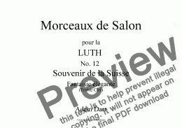 page one of Morceaux de Salon No. 12 Sourvenir de la Suisse, Fantaisie elegante (treble clef)