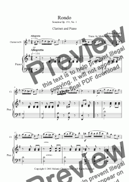 page one of Rondo (clarinet & piano)