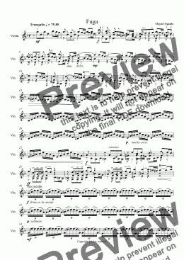 page one of Fugue in a minor(for violin solo)