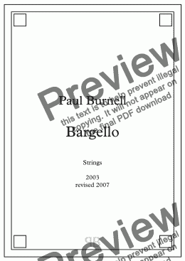 page one of Bargello, for strings - Score and Parts