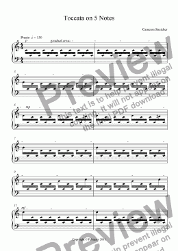 page one of Toccata on 5 Notes
