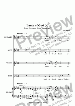 page one of Lamb of God (a) (Christmas Mass "Emmanuel")