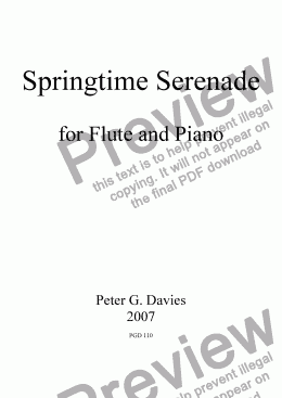 page one of Springtime Serenade for Flute and Piano