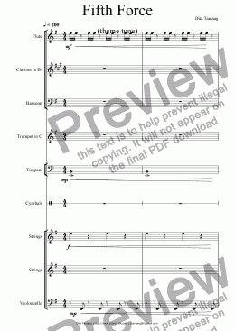 page one of Fifth Force (theme tune)
