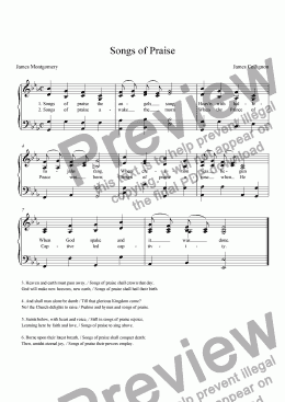 page one of Songs of  Praise