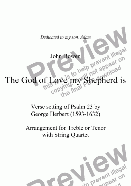 page one of The God of Love my Shepherd is - Psalm 23  Version with String Quartet