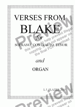 page one of Verses from Blake, for Soprano, Contralto, Tenor and Organ.