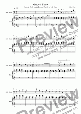 page one of Grade 1 Piano- Ex 3b C Major Broken Chords on Left Hand