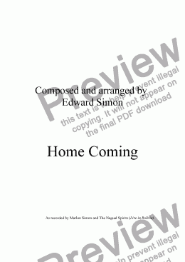 page one of Home Coming