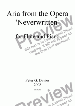 page one of Aria from the Opera "Neverwritten" for Flute and Piano