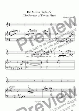 page one of The Merlin Etudes: VI, The Portrait of Dorian Grey