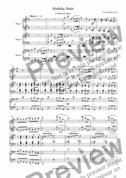 Birthday Bash For Piano 6 Hands Download Sheet Music Pdf File