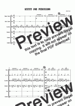 page one of Sextet for Percussion