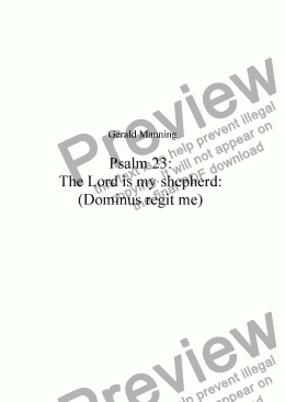 page one of Anthems For All Occasions - The Lord is my shepherd - A setting of Psalm 23 for Parish Choir & String Quartet by Gerald Manning