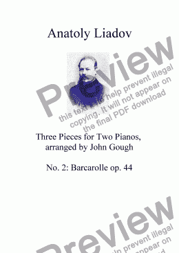 page one of Barcarolle, op. 44: arranged for Two Pianos