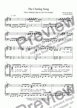 page one of The Cloning Song