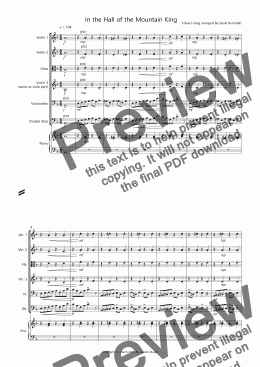 page one of In the Hall of the Mountain King for String Orchestra