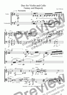 page one of Duo for Violin and Cello -- 1st mvt Fantasy and Rhapsody