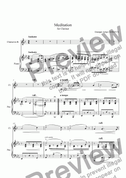 page one of Meditation for Clarinet