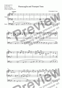 page one of Passacaglia & Trumpet Tune for Organ