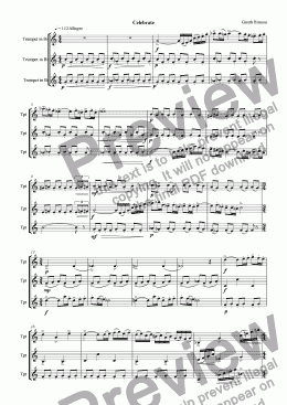 page one of Trio for 3 Trumpets  Celebrate