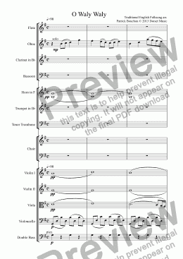 page one of O Waly Waly (SATB & Orchestra)