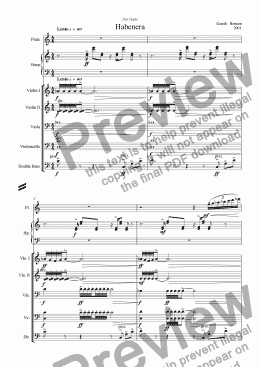 page one of Habenera for Flute Harp & Strings