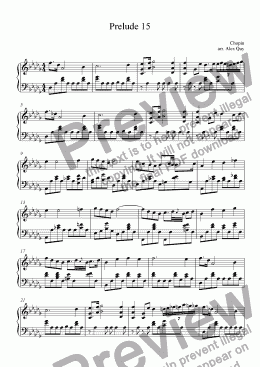 page one of Prelude 15 Chopin for Piano