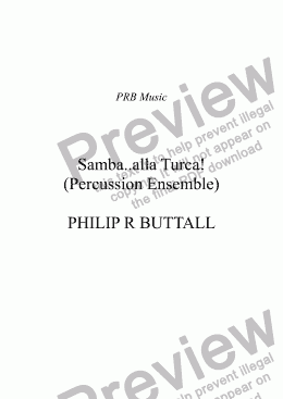 page one of Samba..alla Turca! (Percussion Ensemble)