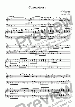 page one of Concerto a 5 (Telemann)