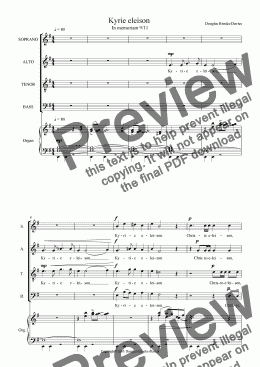 page one of Brooks-Davies: Kyrie and Agnus In memoriam 9/11 (SATB + organ)