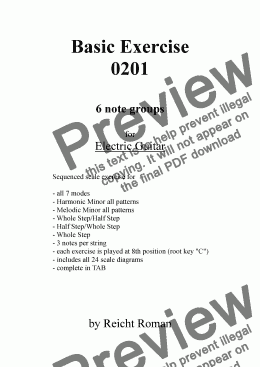 page one of Basic Scale Picking Exercise (6-note-groups) 0201