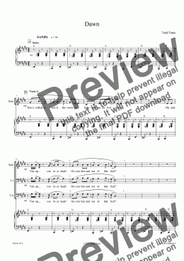 page one of Dawn [piano-vocal solo-TTBB]