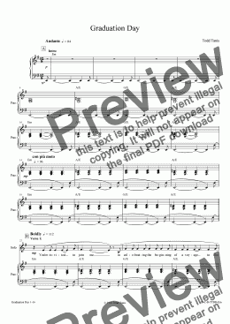 page one of Graduation Day [piano-vocal solo-TTBB]