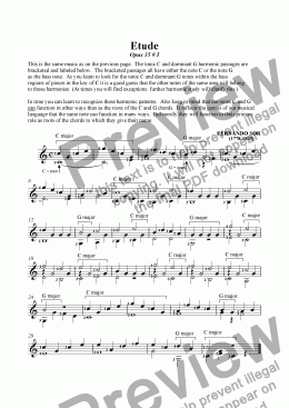 page one of Sor's Opus 35 # I with Harmonic Domains