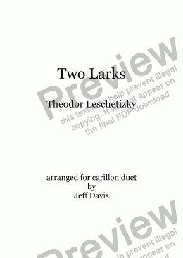 page one of Two Larks (carillon duet)