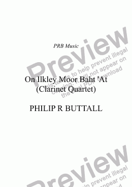 page one of On Ilkley Moor Baht ’At (Clarinet Quartet)