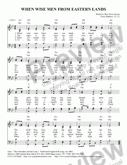 page one of When Wise Men from Eastern Lands Followed a Star (Epiphany Hymn) THE GRENADIER AND THE LADY 
