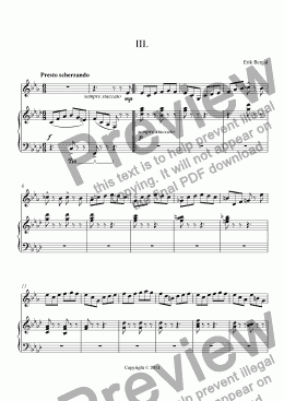 page one of Sonata in F minor for Horn and Piano, III. Presto scherzando