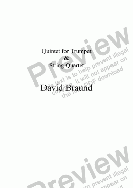 page one of Quintet for Trumpet & String Quartet