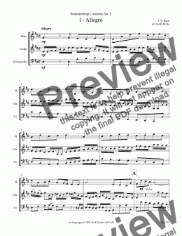 page one of Brandenburg No.5-Allegro (flute,violin,cello)