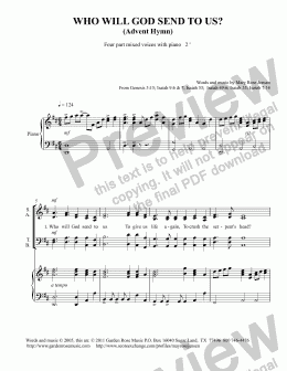 page one of Who Will God Send to Us?  (SATB + piano) Advent  Choral Anthem