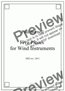 page one of Five Pieces for Wind Instruments - Score and Parts