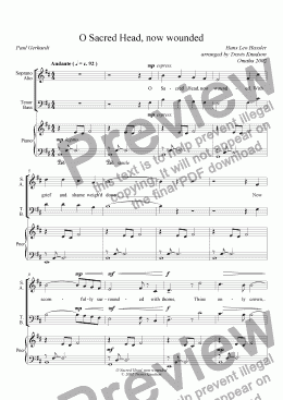 page one of O Sacred Head, now wounded (Mixed Chorus, Piano)