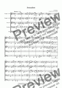 page one of Jerusalem (brass quintet) + mp3 file