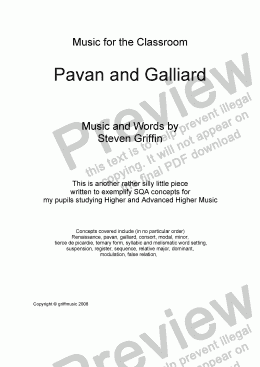 page one of Pavane and Galliard