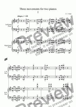 page one of Three movements for two pianos