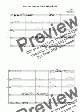 page one of Largo from Concerto in D Major for Lute, RV. 96 for String Orchhestra